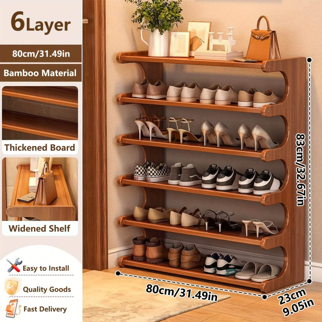 Bamboo Shoe Rack Organizer