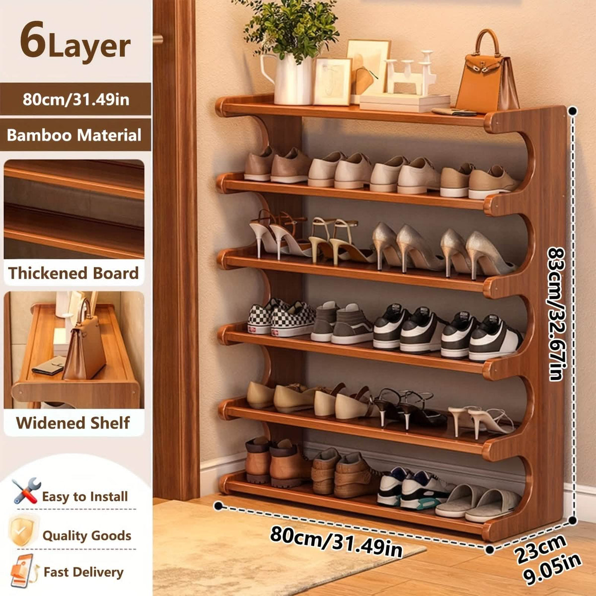 Bamboo Shoe Rack Organizer