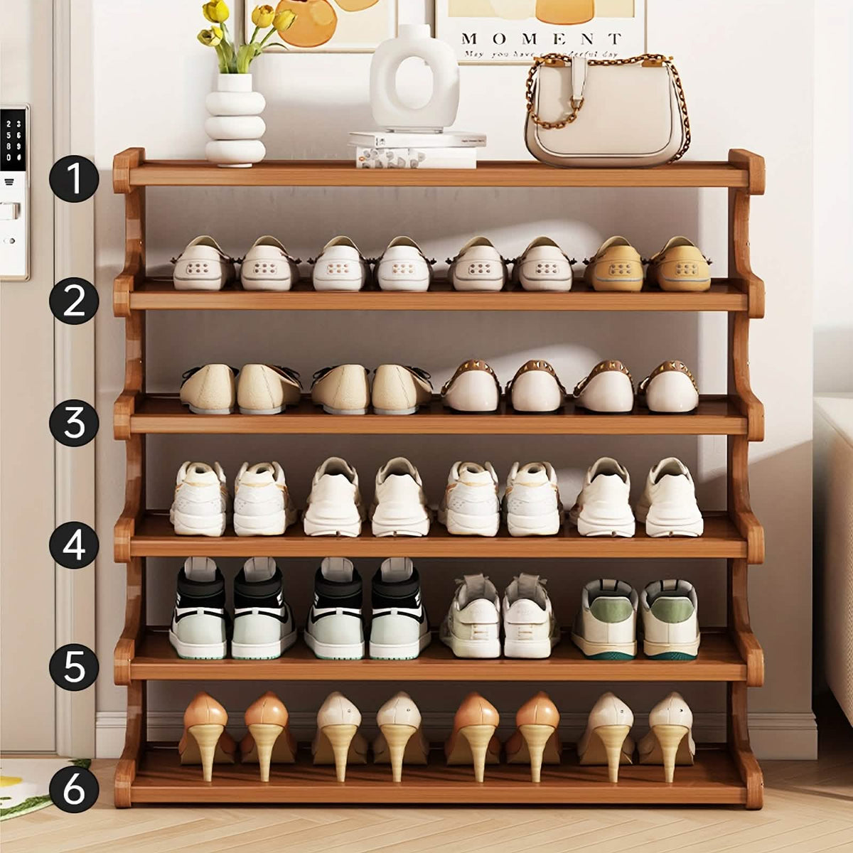 Bamboo Shoe Rack Organizer