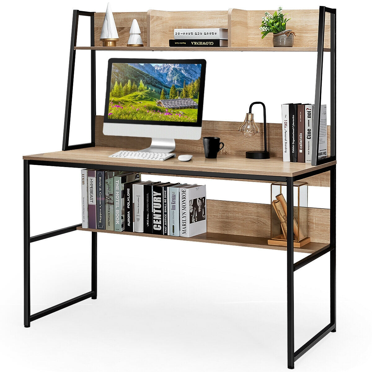 Computer Desk with Bookshelf