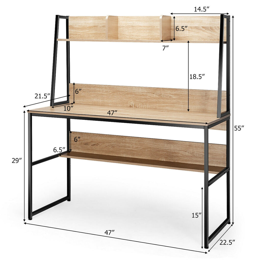 Computer Desk with Bookshelf