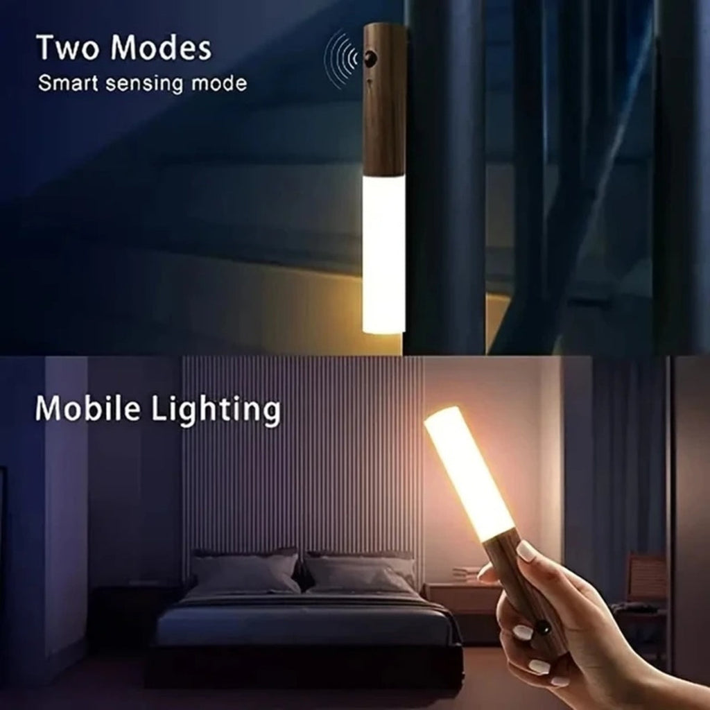 Wooden Wall Sconce — Rechargeable Motion Sensor Night Light