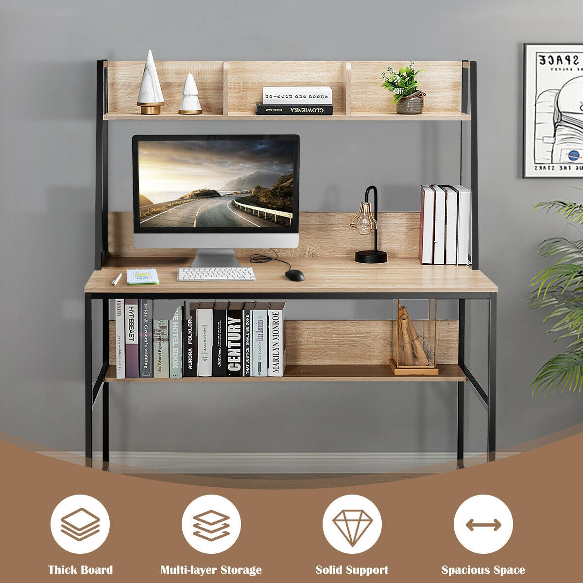 Computer Desk with Bookshelf