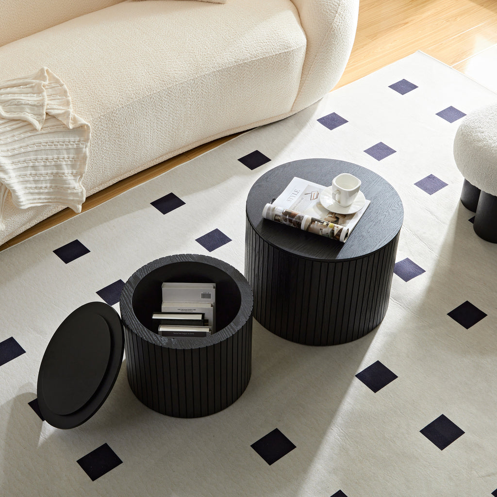 Nested Table Set with Storage - 2 Pieces in Black
