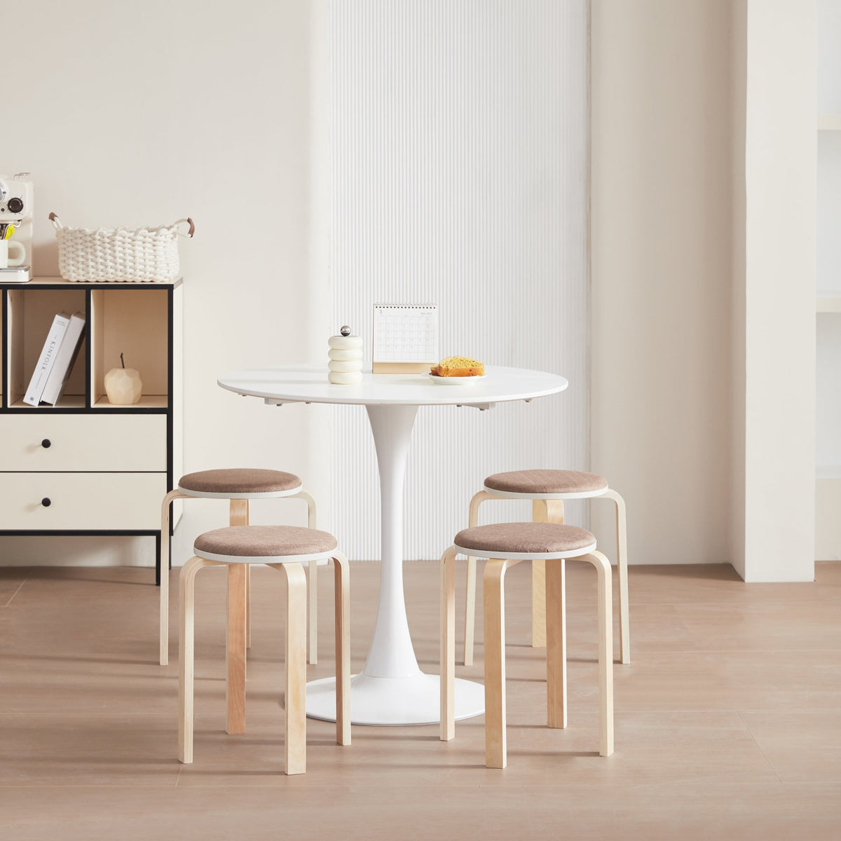 Stackable Nesting Stools Set of 4 — Fabric Seat