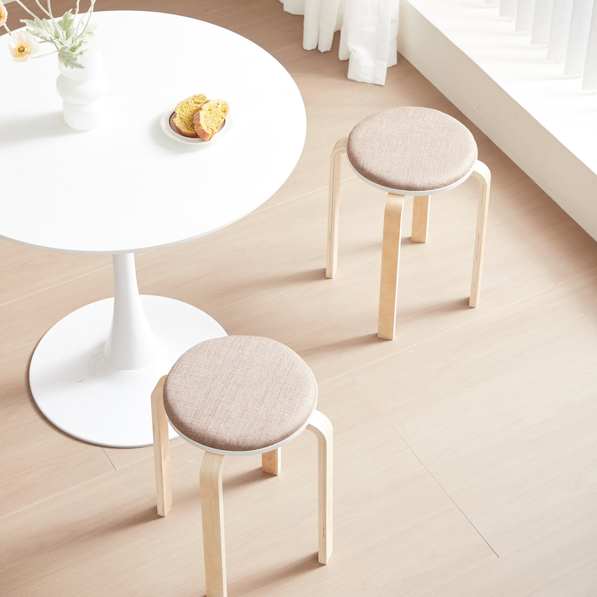 Stackable Nesting Stools Set of 4 — Fabric Seat
