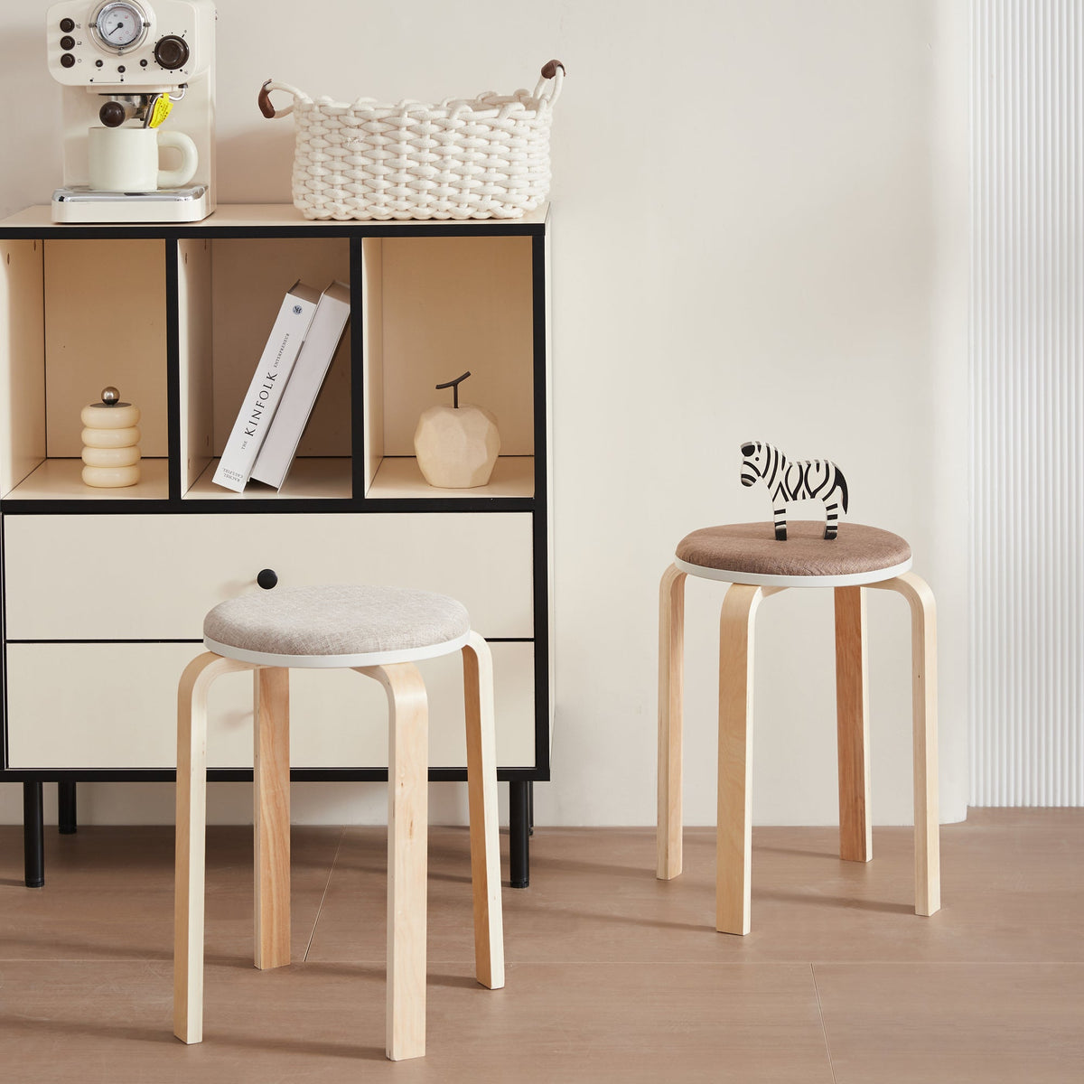 Stackable Nesting Stools Set of 4 — Fabric Seat