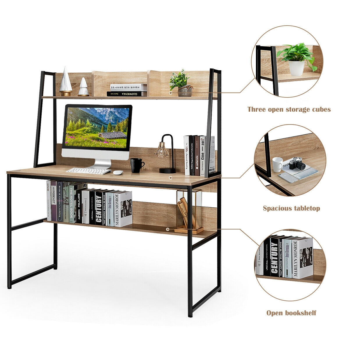 Computer Desk with Bookshelf