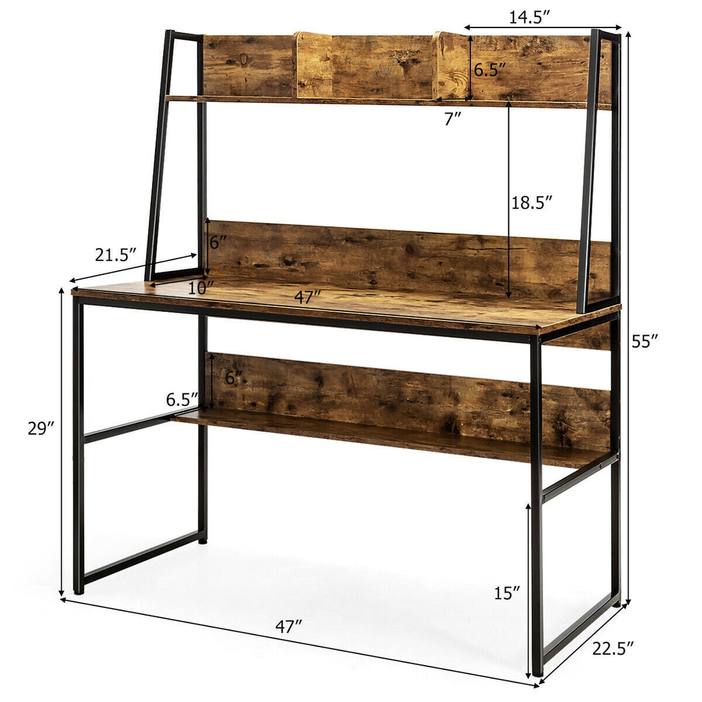 Computer Desk with Bookshelf