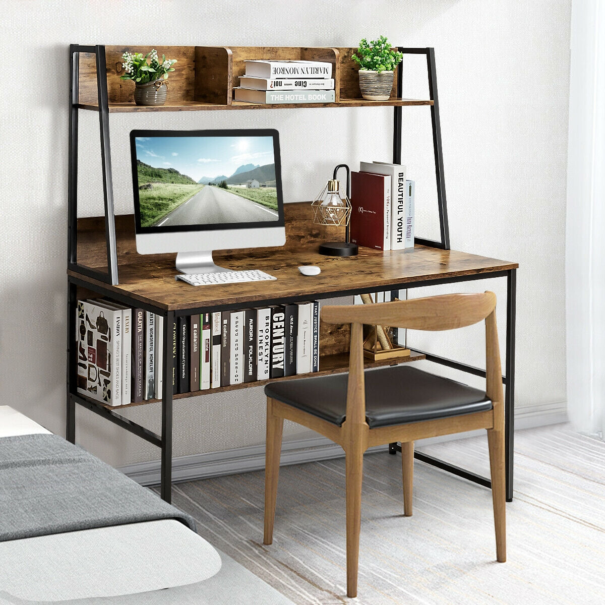Computer Desk with Bookshelf