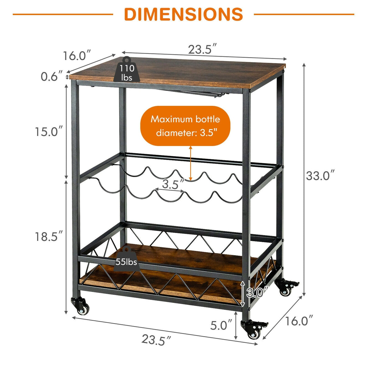 Kitchen Bar Cart on Wheels