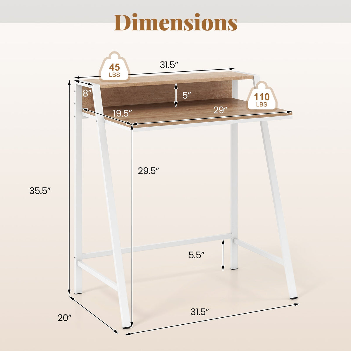 2 Tier Minimalist Desk