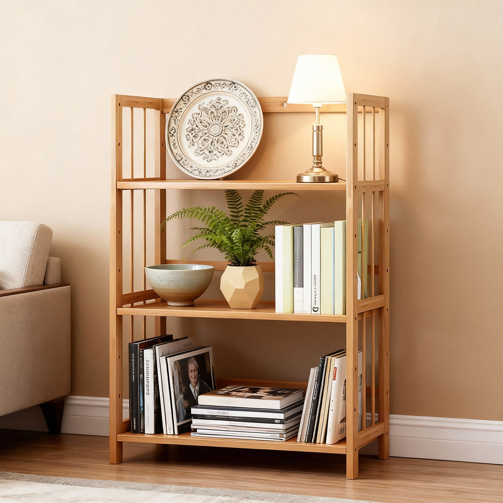 Bamboo Bookshelf with Adjustable Shelves