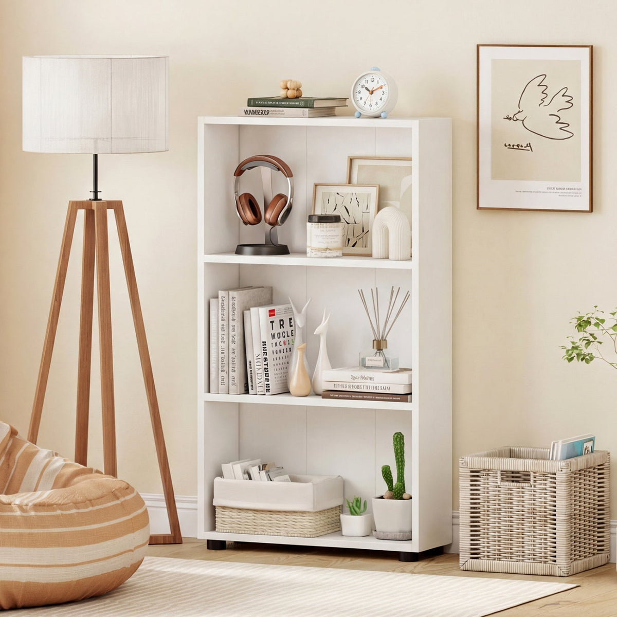 3-Tier Bookcase 42 inch Tall Book Shelf