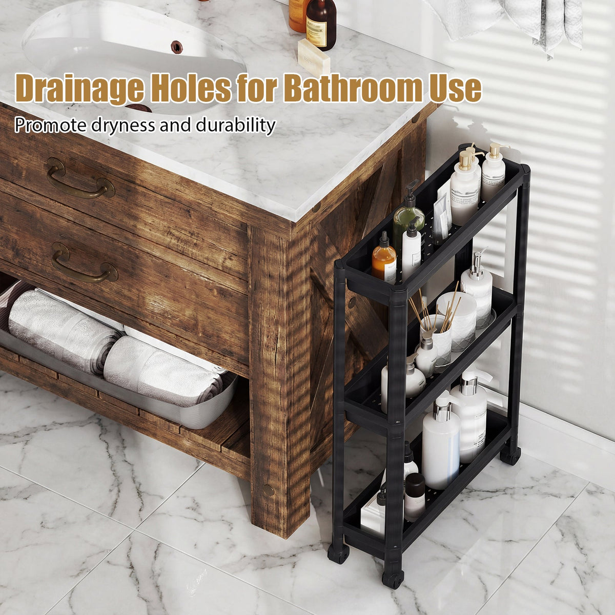 3-Tier Slim Rolling Storage Cart 2-Pack
