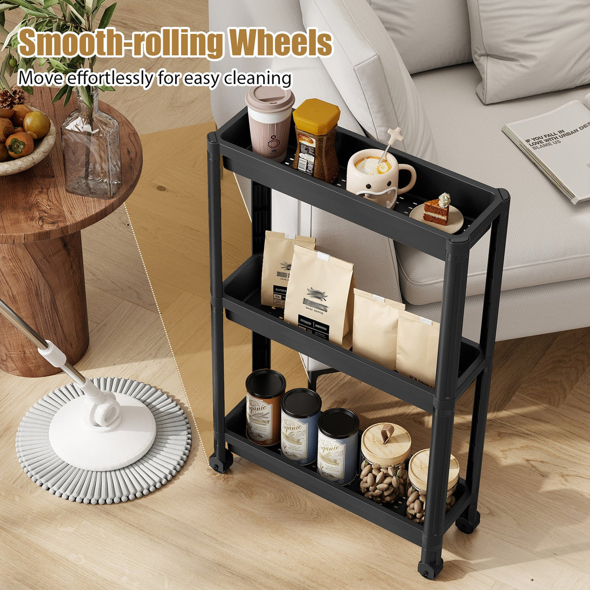3-Tier Slim Rolling Storage Cart 2-Pack