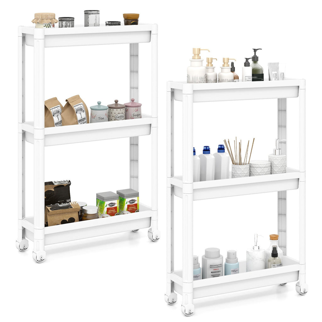 3-Tier Slim Rolling Storage Cart 2-Pack