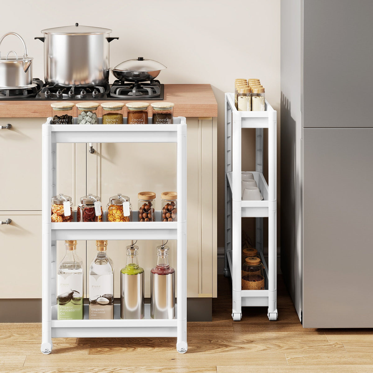 3-Tier Slim Rolling Storage Cart 2-Pack