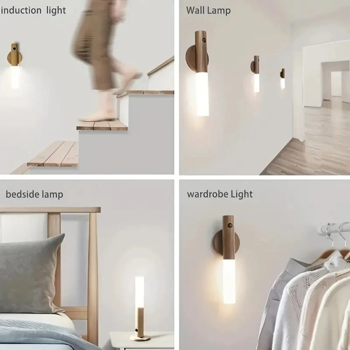 Wooden Wall Sconce — Rechargeable Motion Sensor Night Light