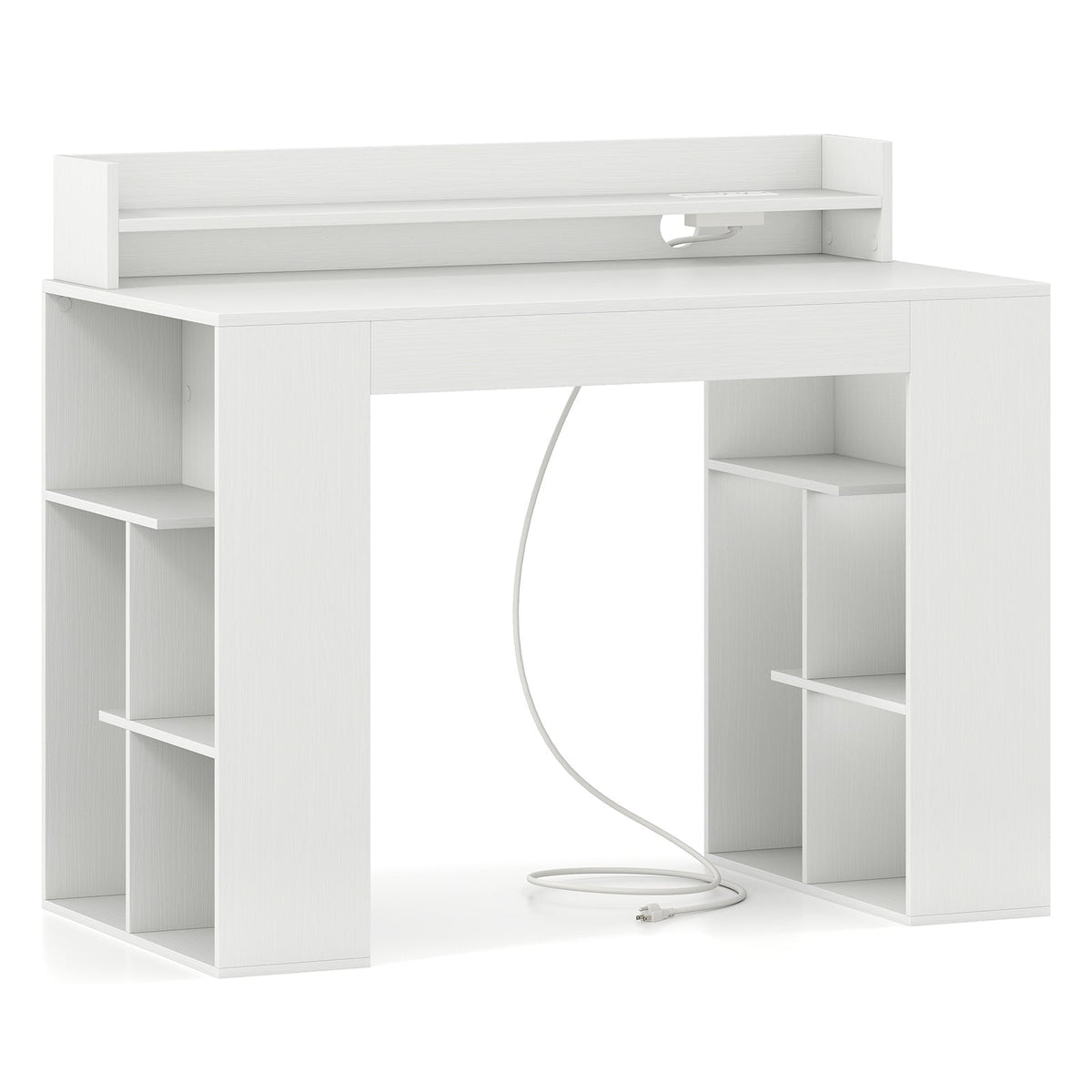 43 Inch Computer Desk with Power Outlets and 2 Bookcases