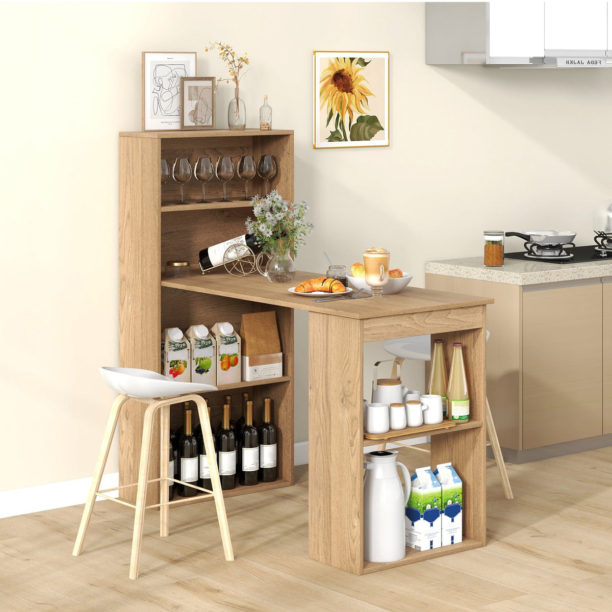 Desk/Table with 6-Tier Storage Shelves