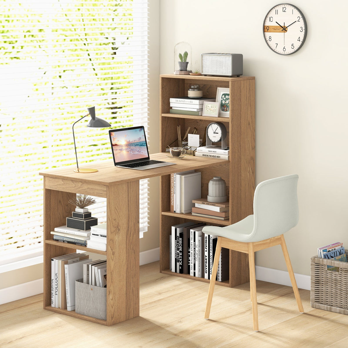 Desk/Table with 6-Tier Storage Shelves
