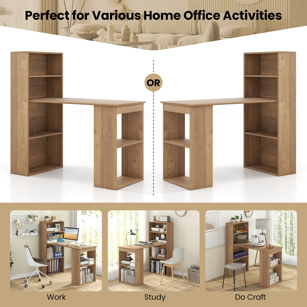 Desk/Table with 6-Tier Storage Shelves