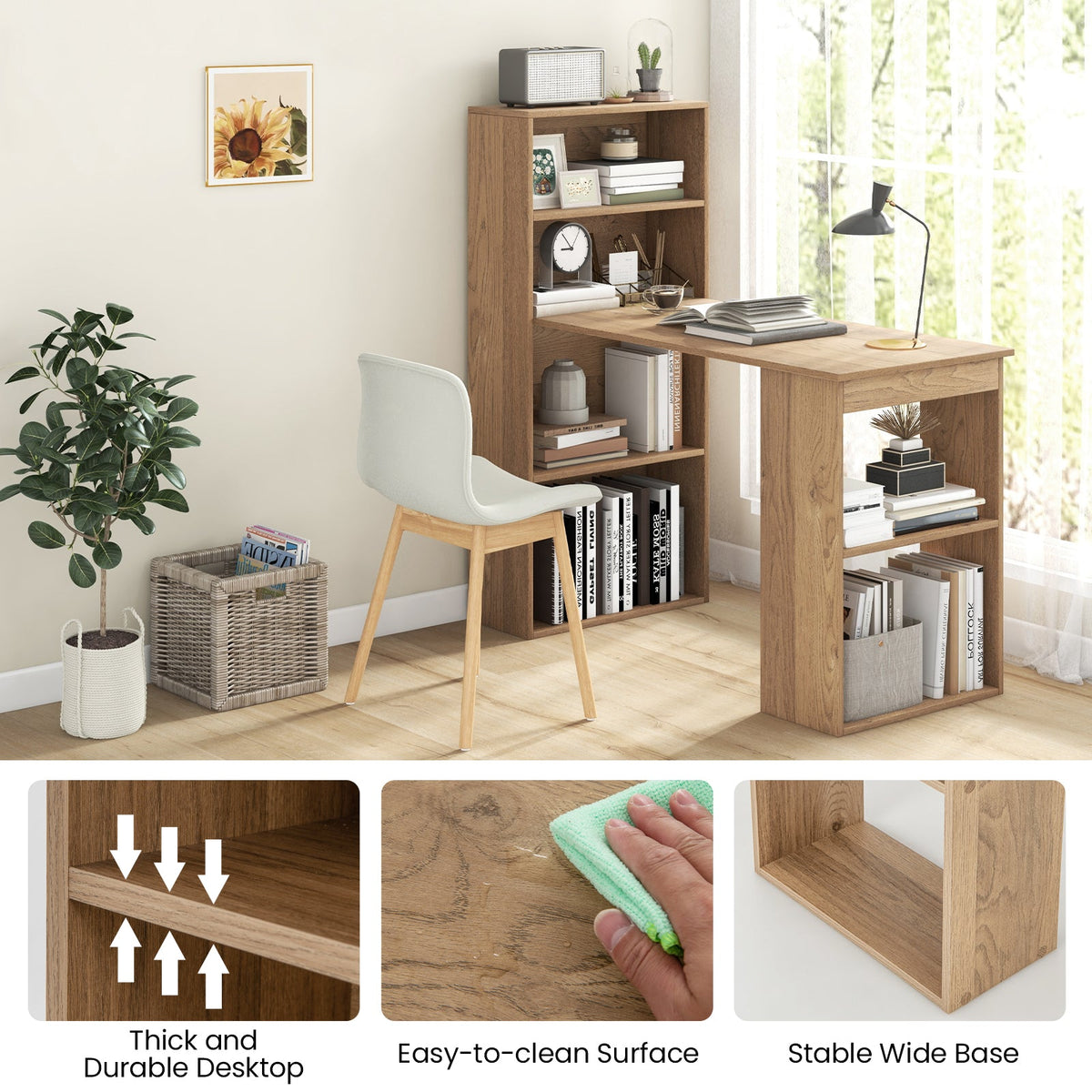Desk/Table with 6-Tier Storage Shelves