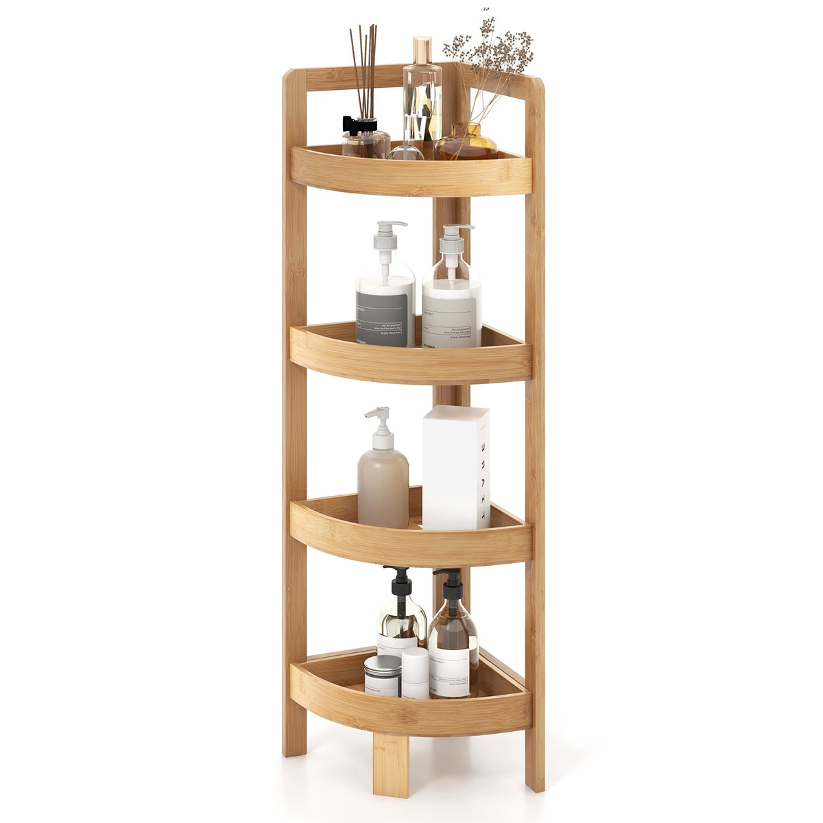 4 Tier Bamboo Corner Shelf Corner