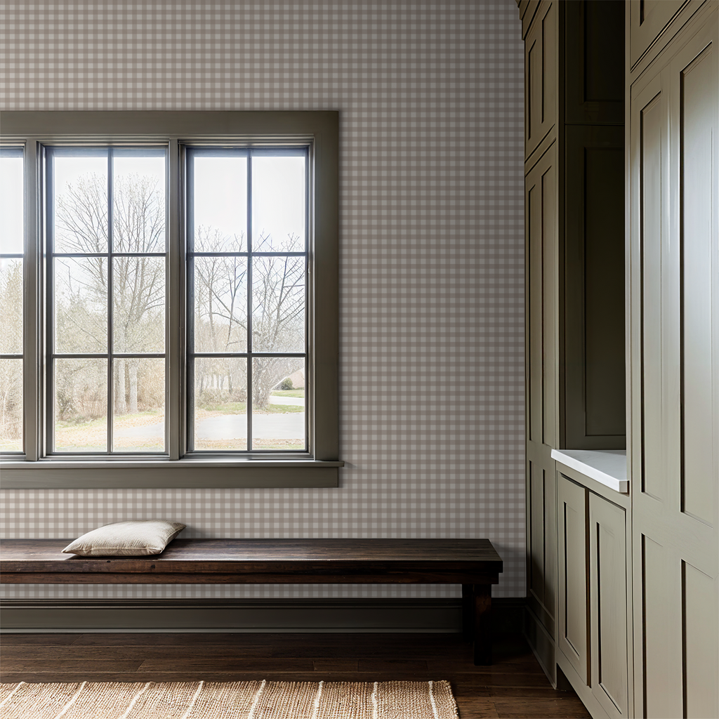 Willowside Gingham (Tan) Removable Wallpaper