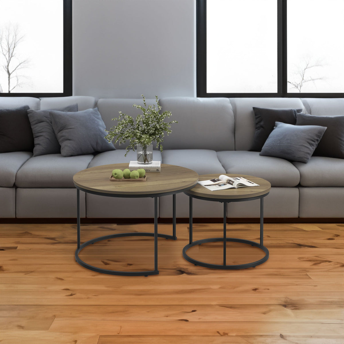Nested Coffee Tables Round Set of 2