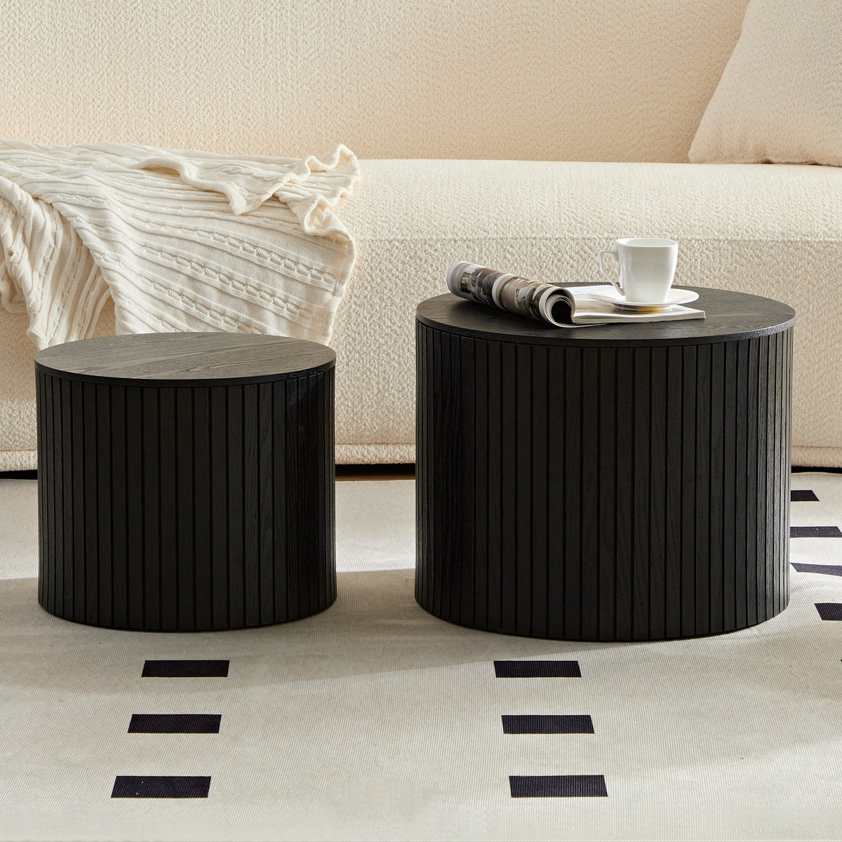 Nested Table Set with Storage - 2 Pieces in Black