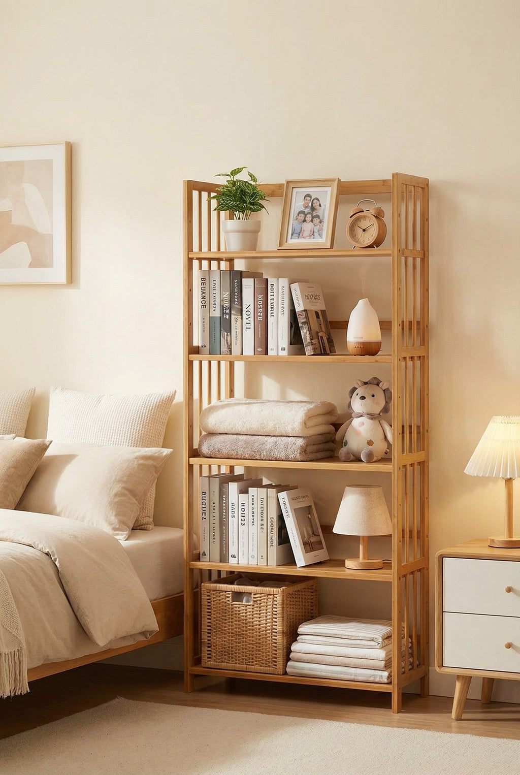 Bamboo Bookshelf with Adjustable Shelves