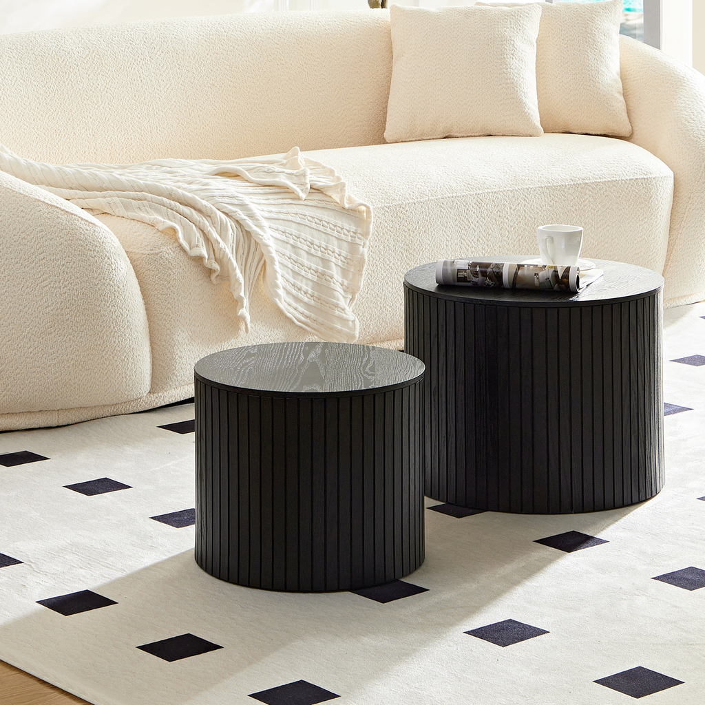 Nested Table Set with Storage - 2 Pieces in Black