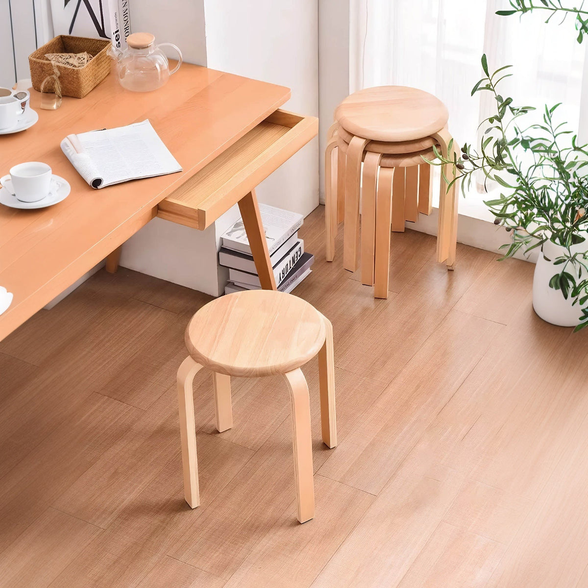 Stackable Bentwood Nesting Stools Set of 4