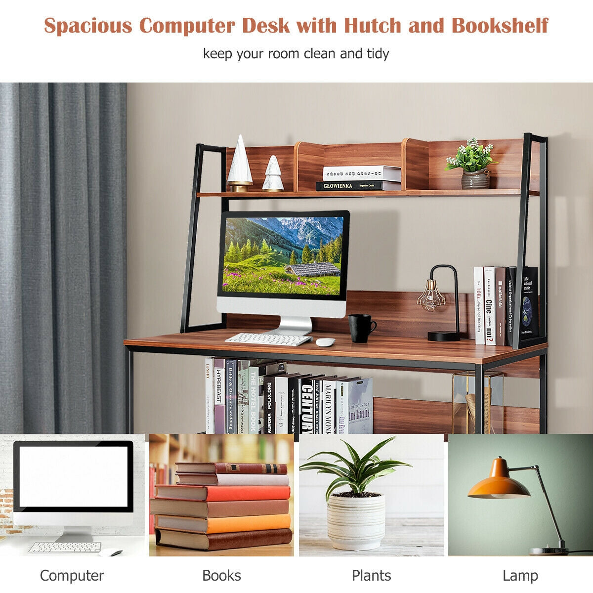 Computer Desk with Bookshelf