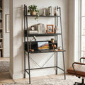 Freestanding Laptop Desk with Open Shelves