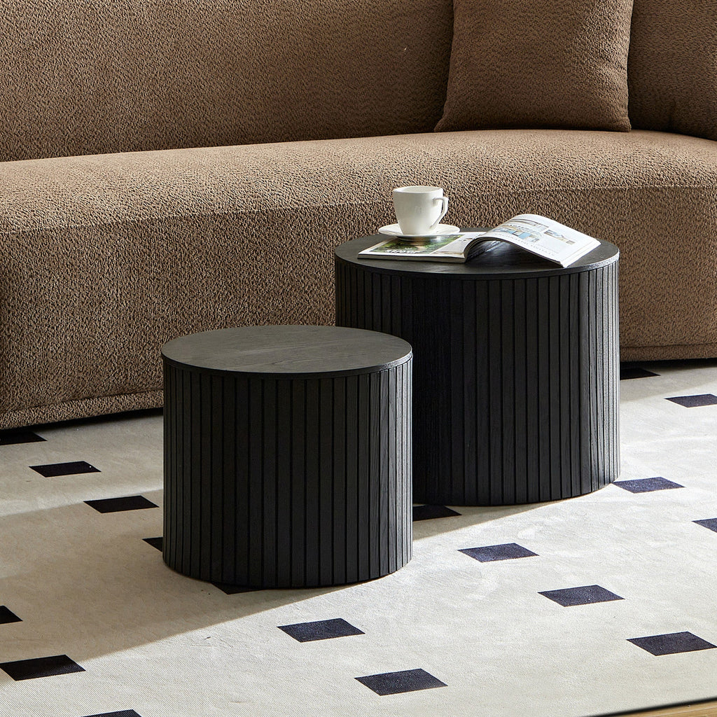 Nested Table Set with Storage - 2 Pieces in Black