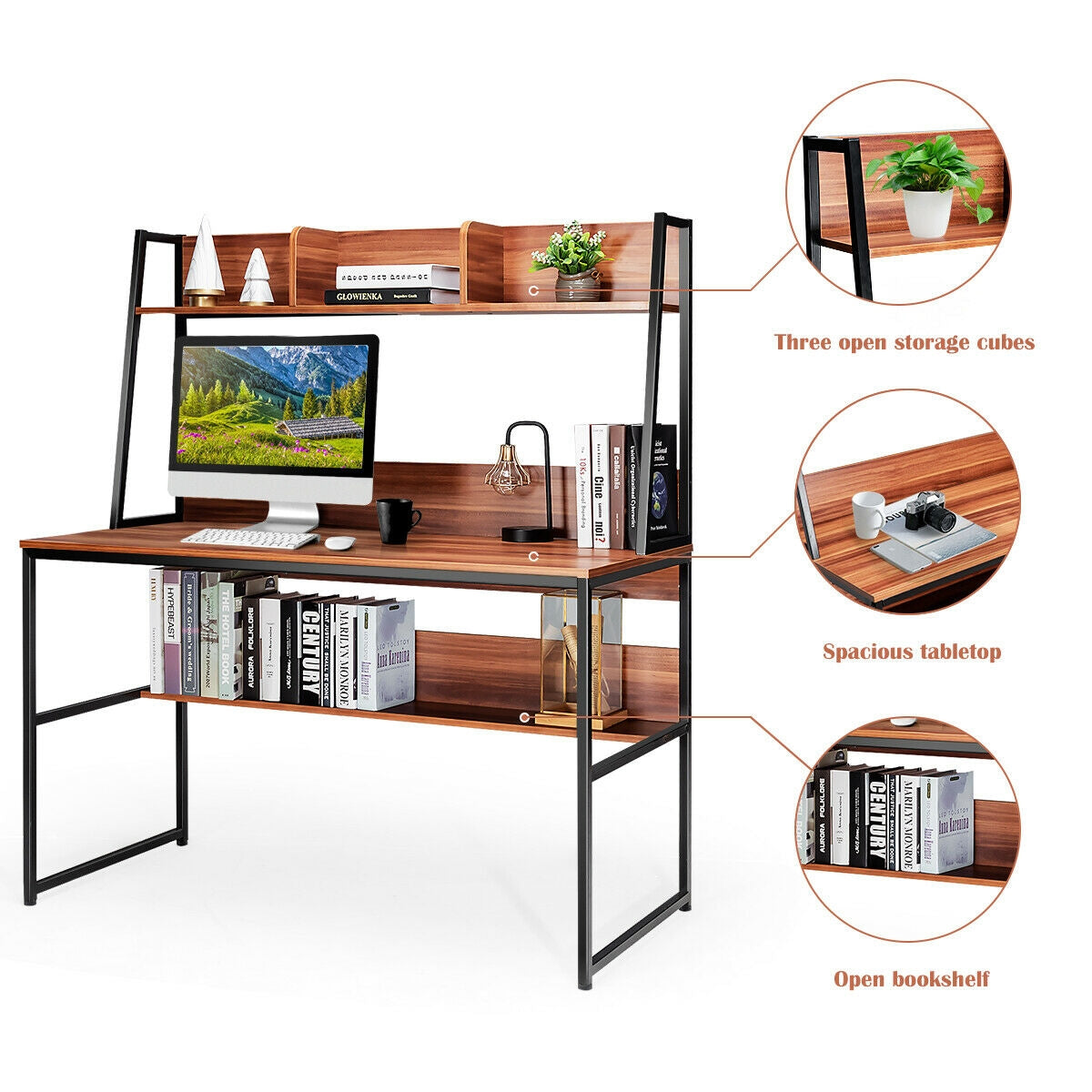 Computer Desk with Bookshelf