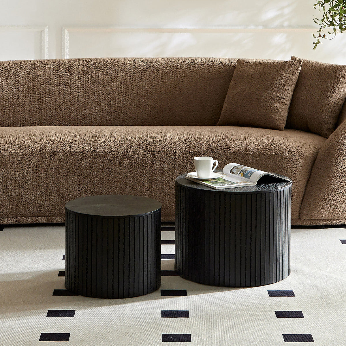 Nested Table Set with Storage - 2 Pieces in Black