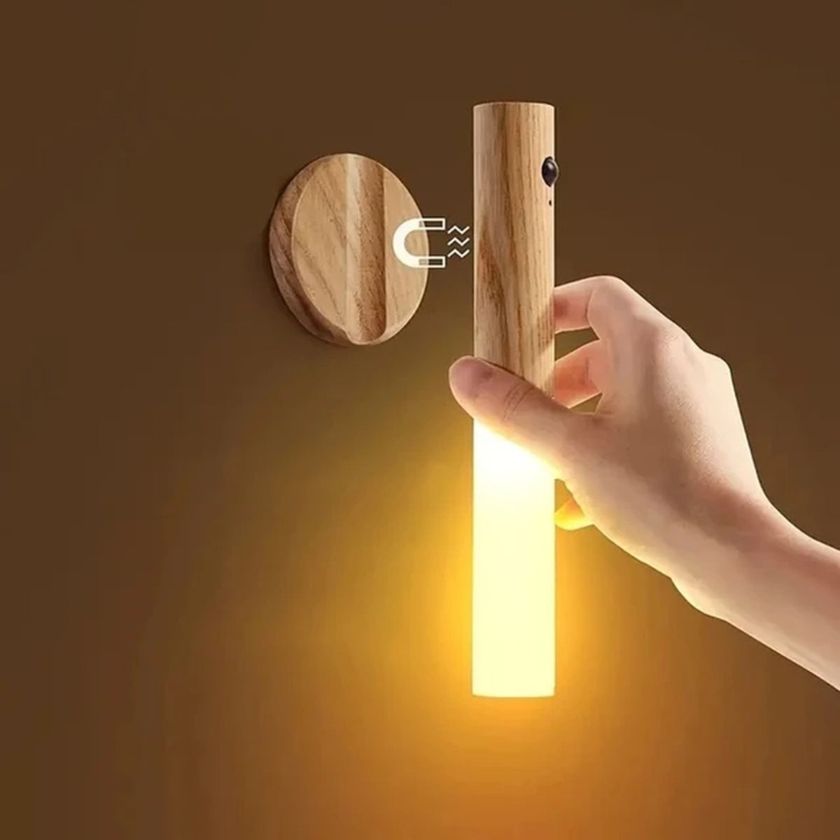 Wooden Wall Sconce — Rechargeable Motion Sensor Night Light