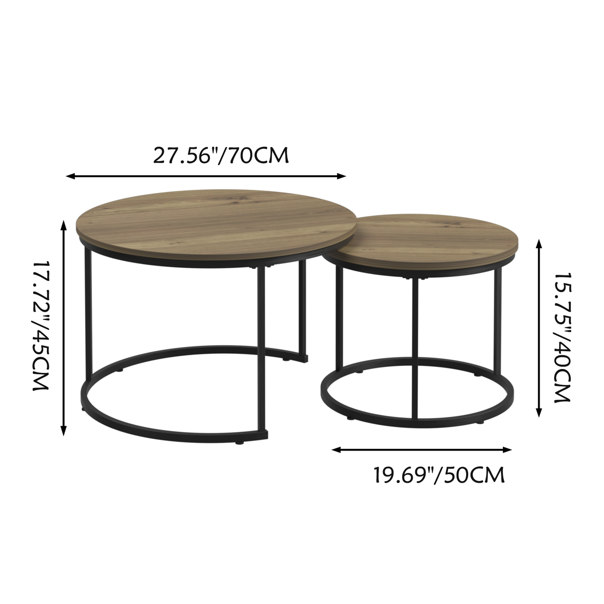 Nested Coffee Tables Round Set of 2
