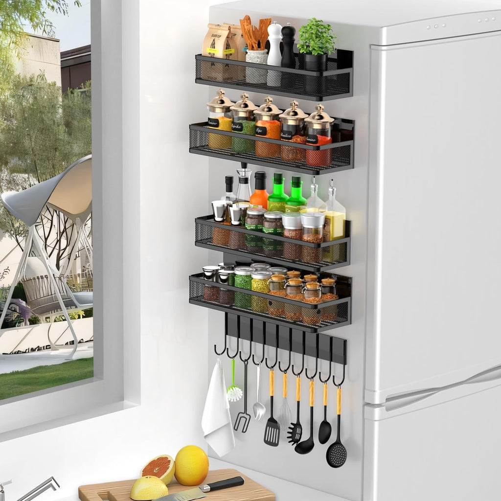 Magnetic Fridge Organizer Rack Set — Spice & Seasoning Storage