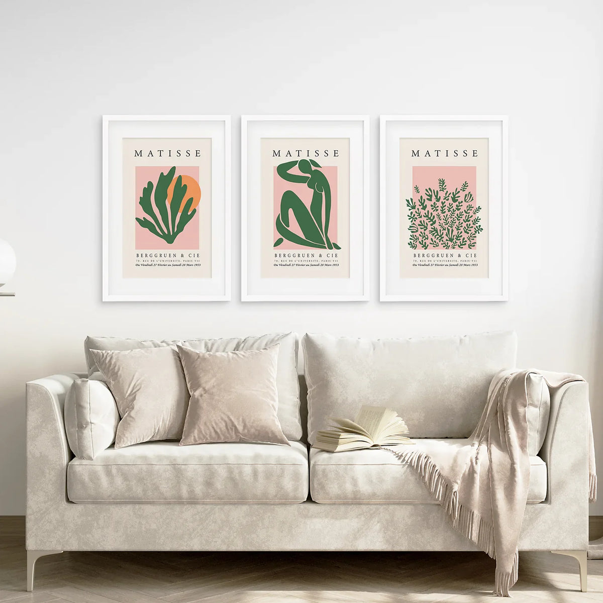 Pink & Green Matisse Abstract Wall Prints — Set of 3
