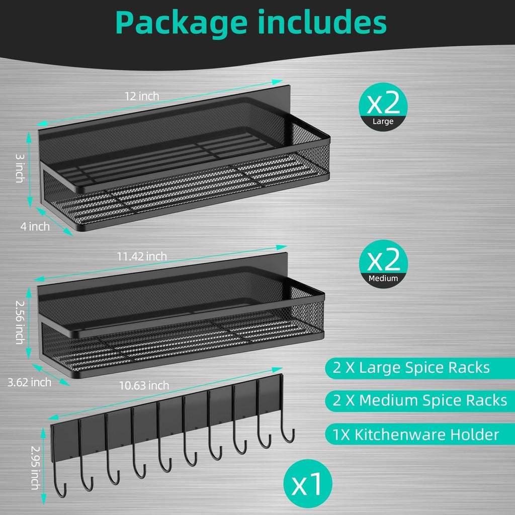 Magnetic Fridge Organizer Rack Set — Spice & Seasoning Storage