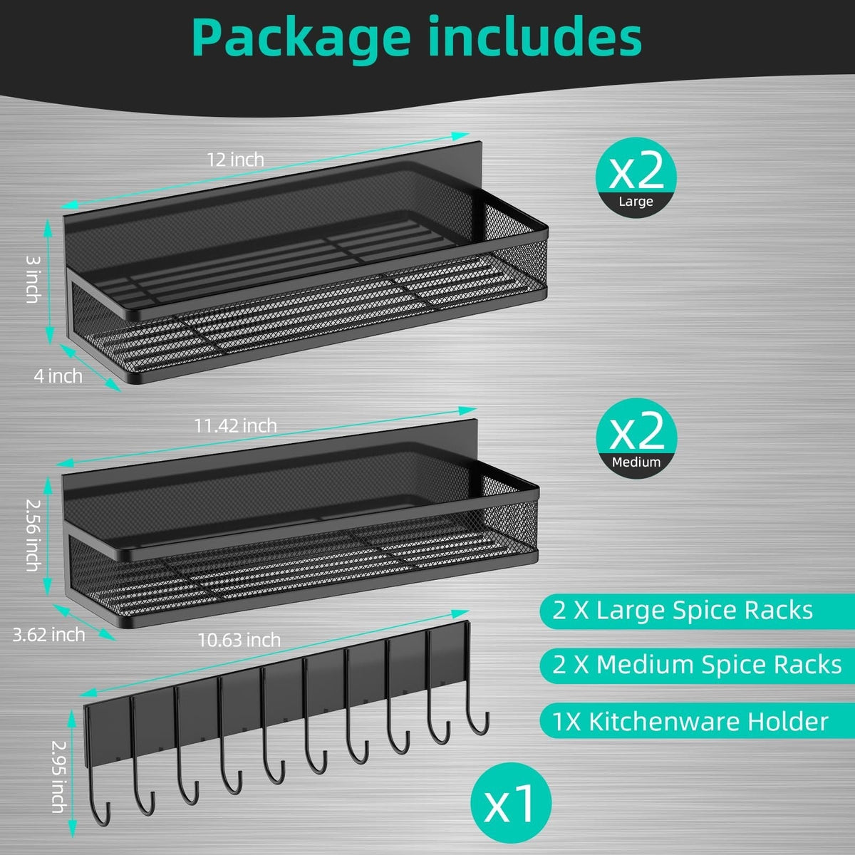 Magnetic Fridge Organizer Rack Set — Spice & Seasoning Storage