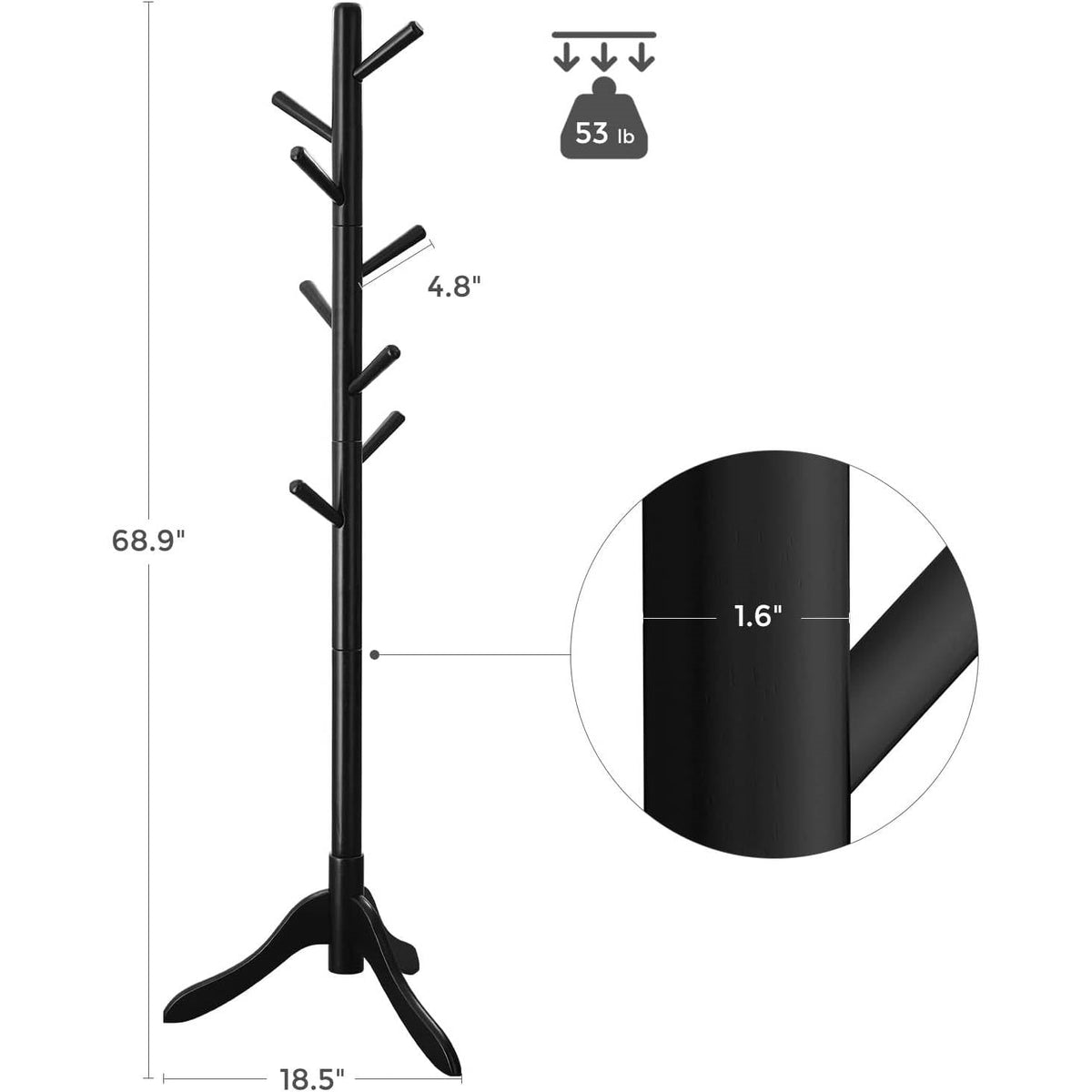 Solid Wood Modern Coat Rack