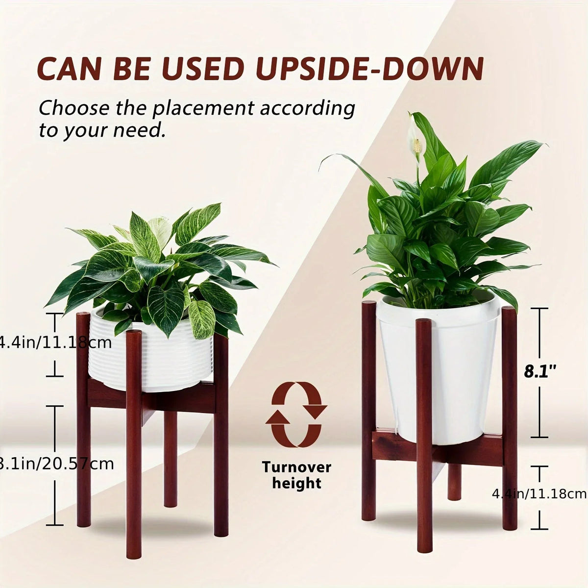 Adjustable Bamboo Plant Stand — 8–12 Inches