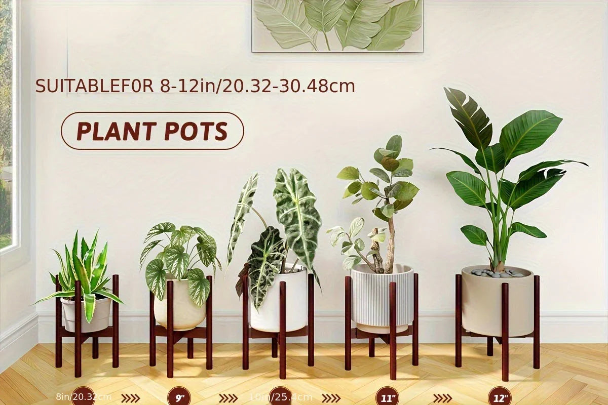Adjustable Bamboo Plant Stand — 8–12 Inches