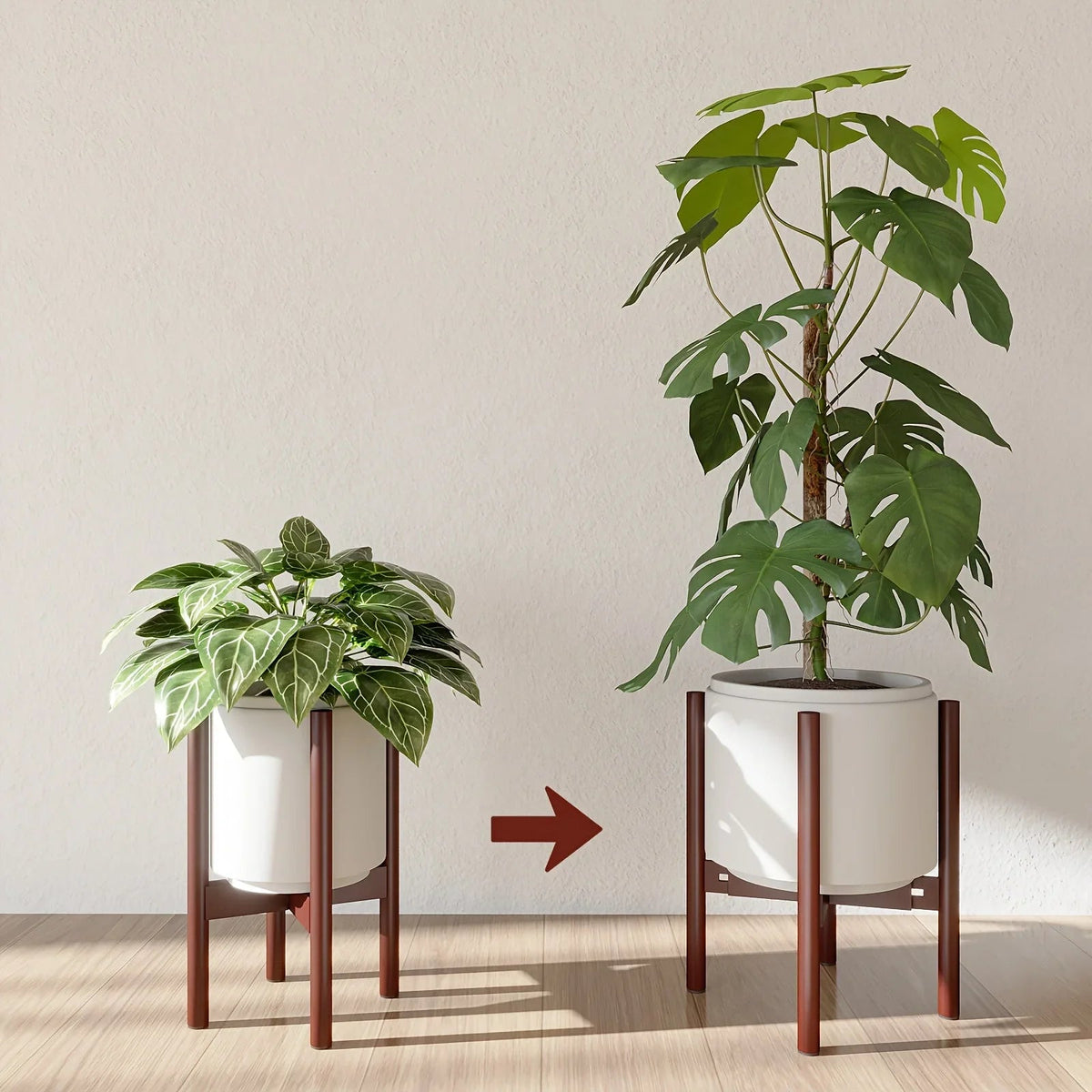 Adjustable Bamboo Plant Stand — 8–12 Inches